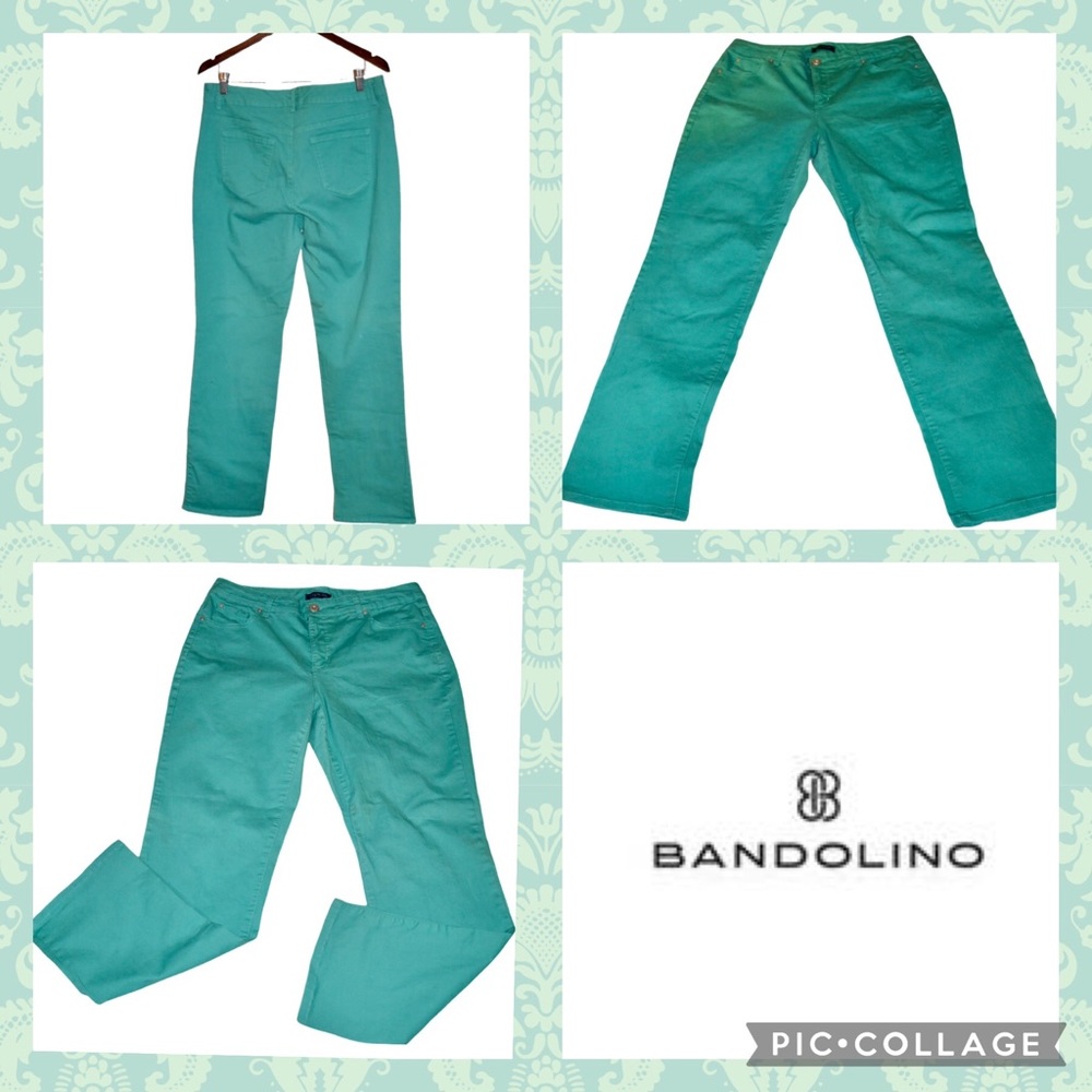 Bandolino Samantha Straight legged ladies teal colored jeans green plus size 14